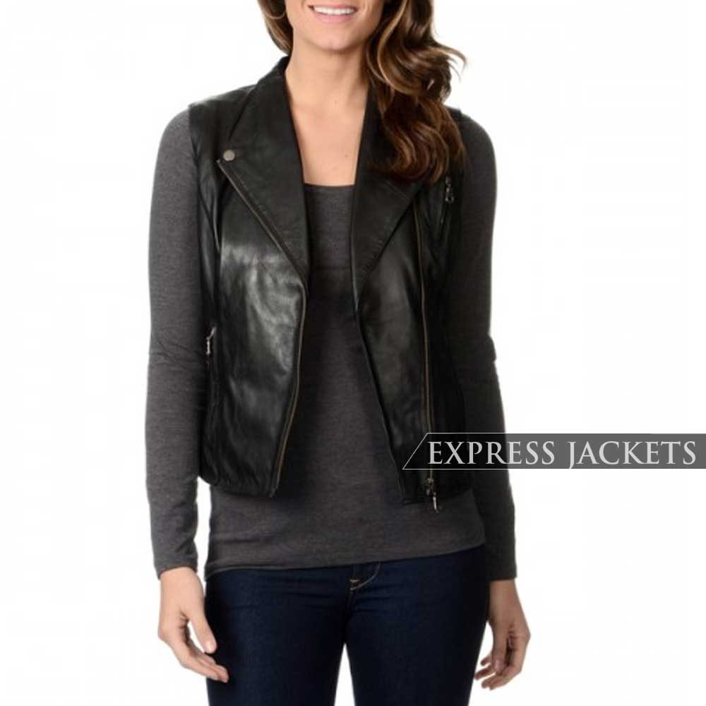 Black-Slim-Fit-Leather-Vest-Women
