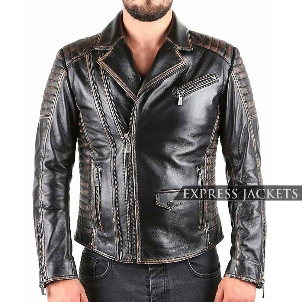 Brando-Style-Motorcycle-Biker-Vintage-Distressed-Black-Leather-Jacket