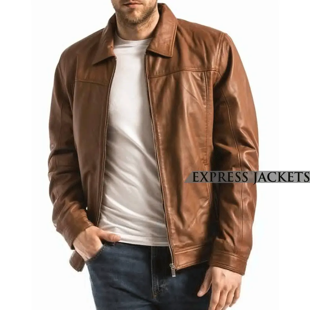 Brown-Shirt-Collar-Leather-Jacket