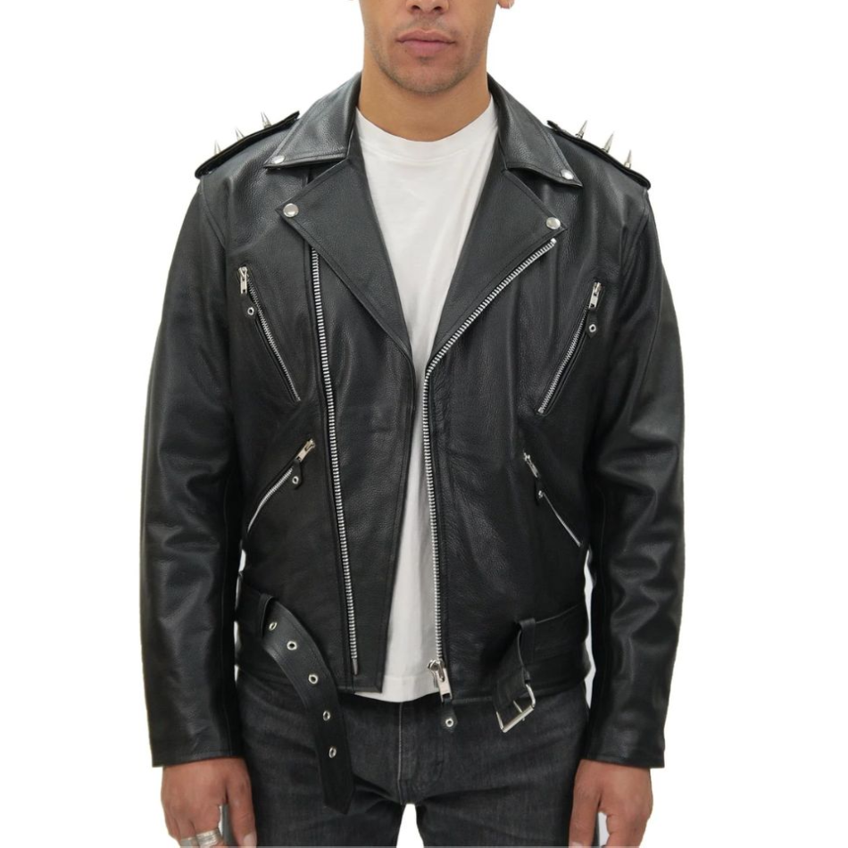 Metal Spikes Black Leather Jacket Metal Spikes Black Leather Jacket