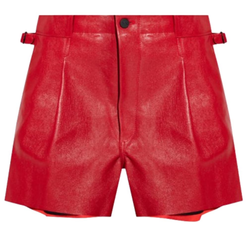 ladies-red-leather-shorts