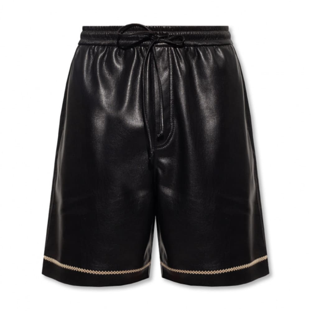 mens-elastic-faux-leather-shorts