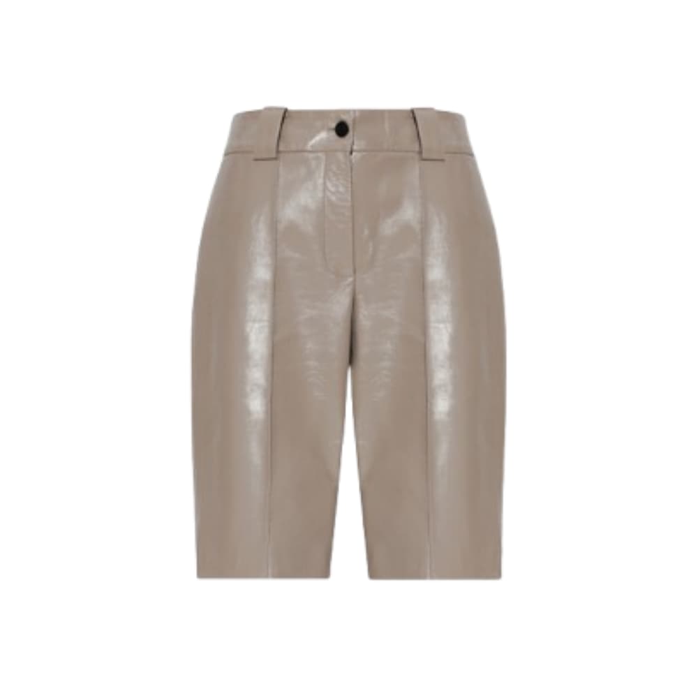 womens-grey-leather-shorts