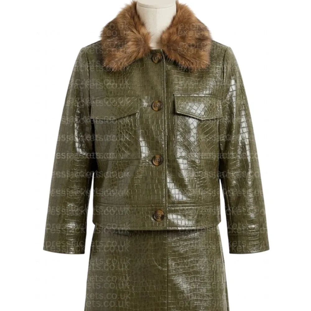 alligator-leather-jacket green-jacket women-jacket